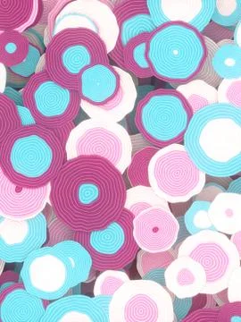 Multicolored flowers pattern smooth, hypnotic illustration 3d render Stock Illustration