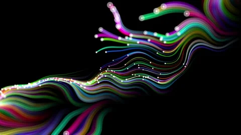 Multicolored flowing particles on black background. Stock Footage 240643721