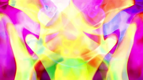 Multicolored fluid kaleidoscopic pattern in bright neon colors. Vídeo Stock 237079068