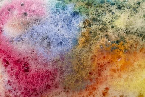 Multicolored foam rainbow bubbles, abstract soft focus close up Stock Illustration