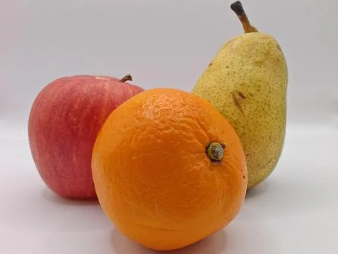 Multicolored fruits on a white background, close-up macro photography Foto stock