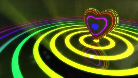 Multicolored Funky Heart With Glowing Stripes Seamless Loop Motion Background Stock Footage 72996898