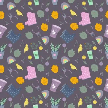 Multicolored garden pattern Illustrazione stock