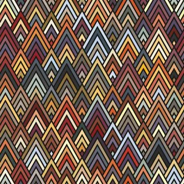 Multicolored geometric pattern with striped triangles. Vector illustration. Illustrazione stock