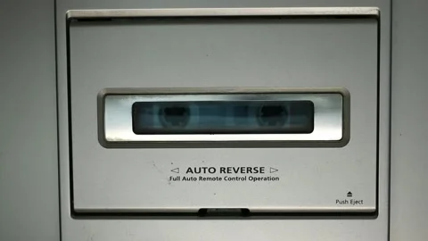 Multicolored glare on a cassette player playing music Stock Footage 163040462