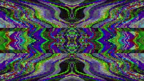 Multicolored glitch pattern with symmetrical interference and wavy lines. Stock Footage 276901189