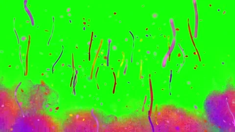 Multicolored glitter and confetti exploding upwards against a bright green Stock-Footage 344635208