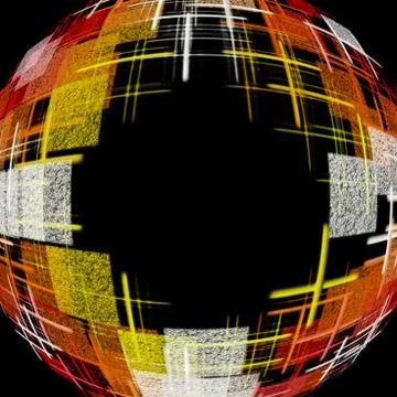 Multicolored globe shape on black background with empty space inside. Stockillustratie