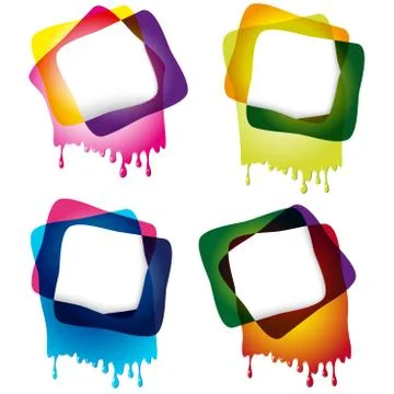 Multicolored glossy speech bubbles with drops Stock Illustration