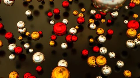 Multicolored glossy spheres on a dark background. abstract background. 3d ren Stock Illustration