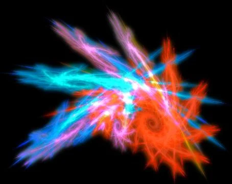 Multicolored glowing abstraction curl in the form of shells on dark grounds Stock Illustration