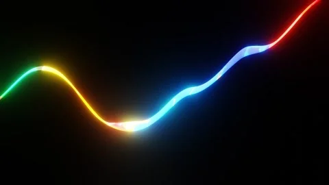Multicolored glowing deforming tape on dark background. 3d render repeating anim Stock Footage 284934553