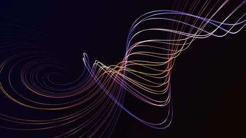 Multicolored glowing plasma energy strings forming dynamic digital waves on.. Stock Illustration