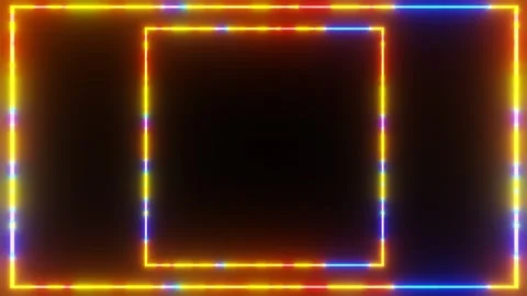 Multicolored glowing rectangular frame on black background. 3d render looped ani Stock Footage 305157507