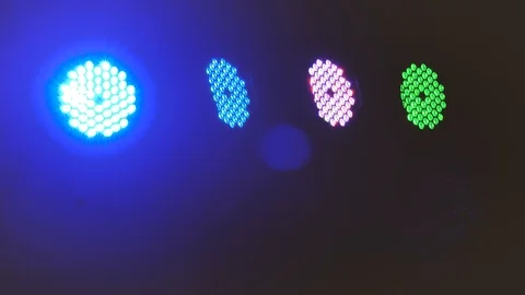 Multicolored glowing RGB dots diode blinking disco lights. RGB multicolored dots Stock Footage 123540938