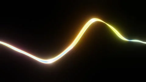 Multicolored glowing ribbon slowly bends on black background. 3d render. looped  Stock Footage 310233041