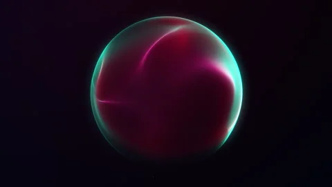 Multicolored gradient energy sphere from glowing waveform plasma particles .. Stock Footage 306364225