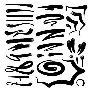 Multicolored graffiti elements set spray paint line Stock Illustration