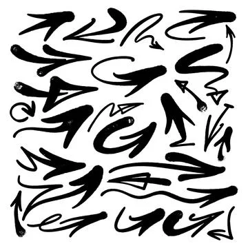 Multicolored graffiti elements set spray paint arrow Illustrazione stock