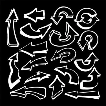 Multicolored graffiti elements set spray paint arrow Illustrazione stock