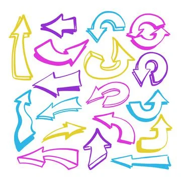 Multicolored graffiti elements set spray paint arrow イラスト素材