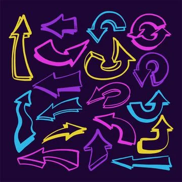 Multicolored graffiti elements set spray paint arrow Stock Illustration