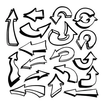 Multicolored graffiti elements set spray paint arrow Stock Illustration