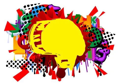 Multicolored Graffiti speech bubble isolated on white background. Abstract .. Stock Illustration