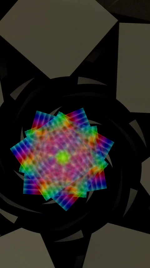 Multicolored gray swirling pattern of curved square shapes Stock Footage 339378560