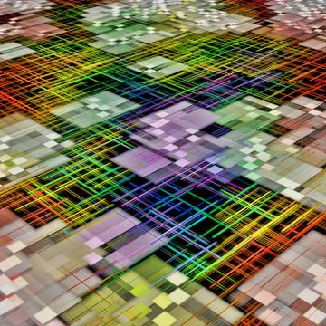 Multicolored grid and cube shape pattern as abstract background. イラスト素材