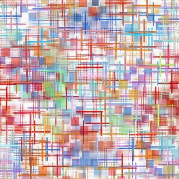 Multicolored grid and square shape pattern on white as abstract background. Illustrazione stock