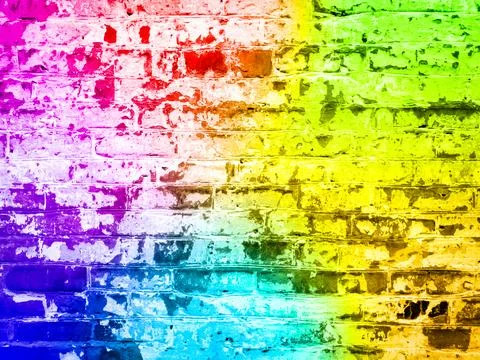 Multicolored grunge texture of an old red brick wall with damage Stock Illustration
