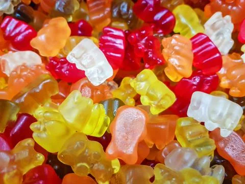 Multicolored gummy bears Foto stock