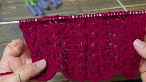 Multicolored hand-knitted fabric. Knitting and crochet lessons. Fashion Video stock 345022651