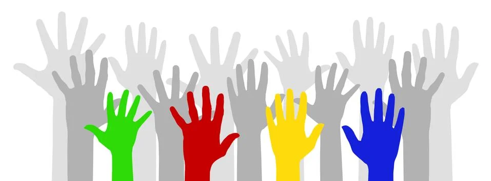 Multicolored hands Stock Illustration