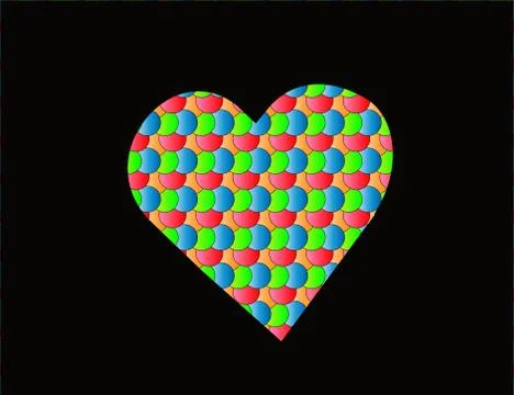 Multicolored heart on Black background Stock Illustration