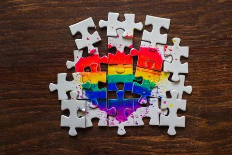 Multicolored heart puzzle - test Stock Photos