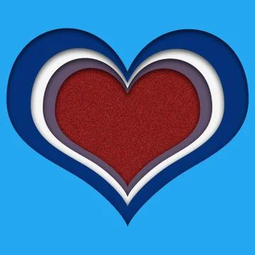Multicolored heart with red sparkling core, paper cut Stock Illustration