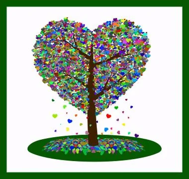 Multicolored heart-shaped tree that develops different concepts. 스톡 일러스트