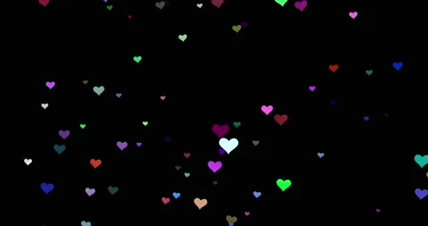 Multicolored hearts on a black background, animated 4k background, valentine's Stock Footage 163845585