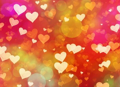 Multicolored hearts bokeh background Illustrazione stock