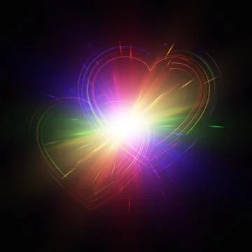 Multicolored hearts on a dark background Stock Illustration