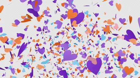 Multicolored Hearts Fireworks Explosion on Transparent Background 스톡 동영상 319043337
