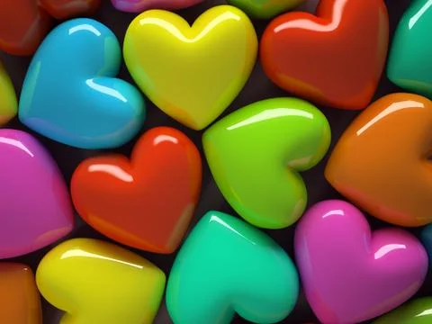 Multicolored hearts isolated on background Stock Illustration