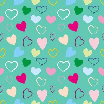 Multicolored hearts, light birch background, love Stock Illustration
