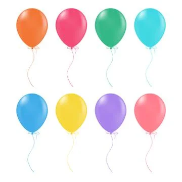 Multicolored Helium Balloons. Glossy And Shiny Air Baloons Isolated On A White Stock Illustration