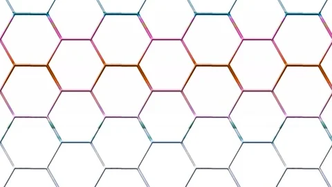 Multicolored hexagon lines Stock Footage 137072006