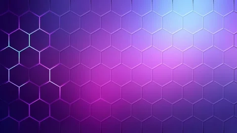 Multicolored hexagons with neon glow. Modern colorful geometric empty templ.. Stock Footage 284969718