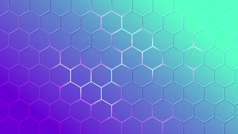 Multicolored hexagons with neon glow. Turquoise purple geometric empty temp.. Stock-Footage 287303933