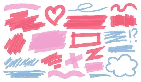 Multicolored highlight brush underlines. isolated elements. Stock Illustration